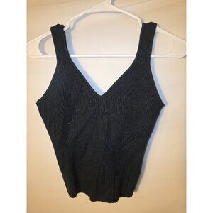 Daily Ritual Juniors Concert Wear Cropped Sleeveless Sweater Black Top Vneck M